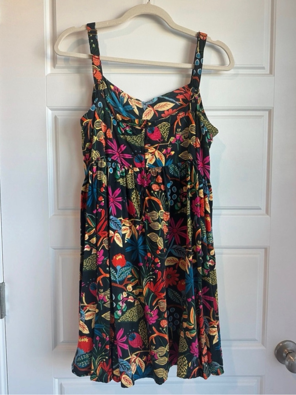 NATURAL LIFE Black Floral Mini Dress with Multicolor Blooms